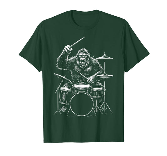 Bigfoot Drummer Sasquatch Drums T-Shirt