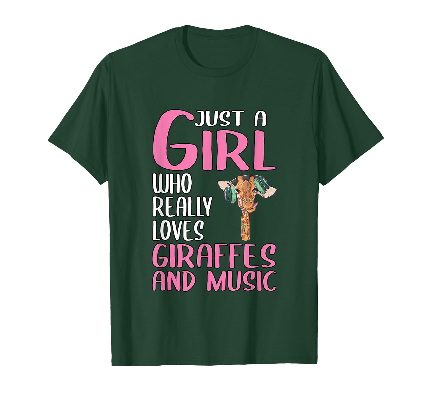 Womens Gift Just A Girl Who Really Loves Giraffes And Music T-Shirt