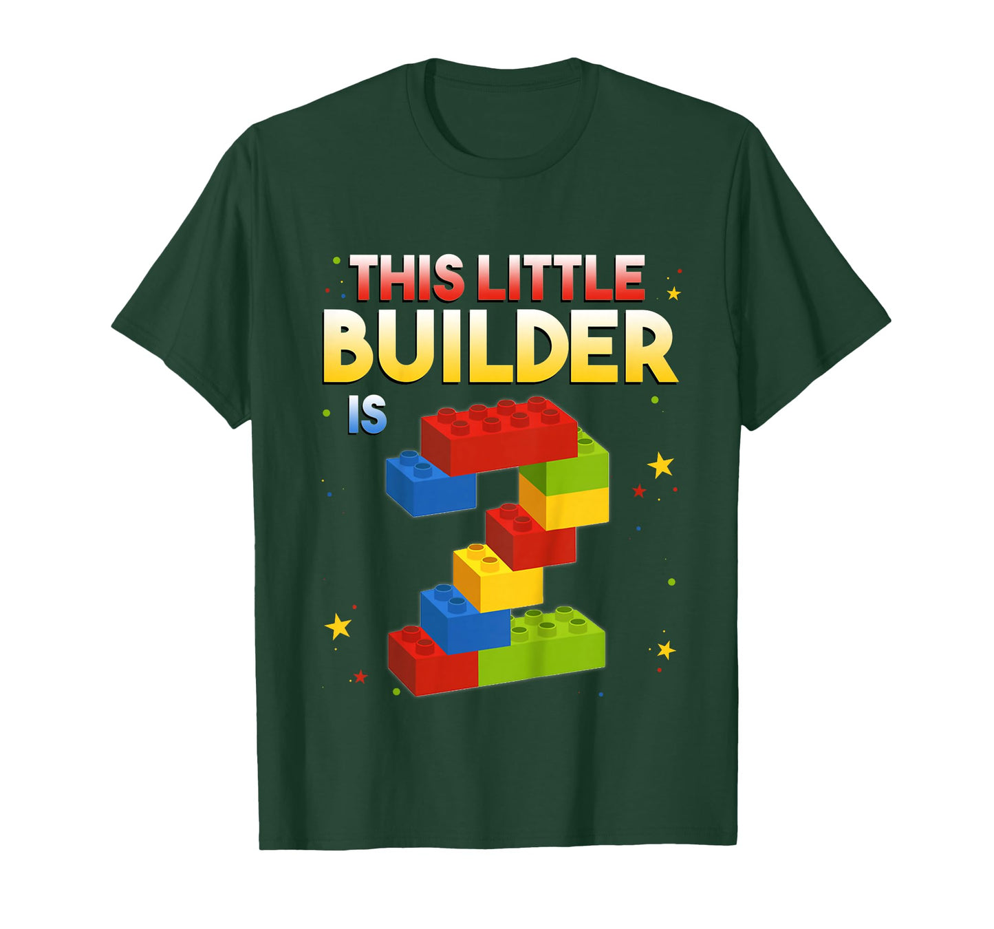 2 Years Old Builder Boy Girl Gift Building Blocks Birthday T-Shirt