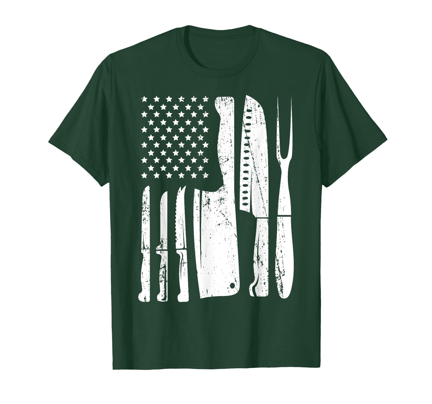 Chef Knife American Flag Head Cook USA Patriotic Cooking Women Men T-Shirt