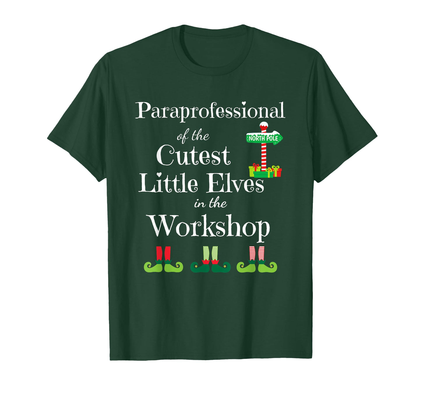 Cute Paraprofessional Teacher Christmas Elves Workshop Men Women Kids T-Shirt