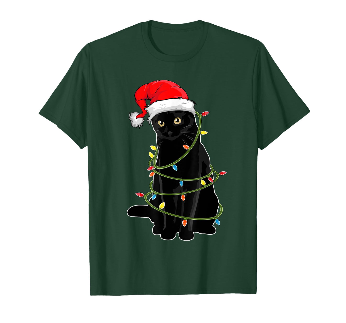 Christmas Cat Shirt For Men Black Cat Christmas Pajama Women T-Shirt