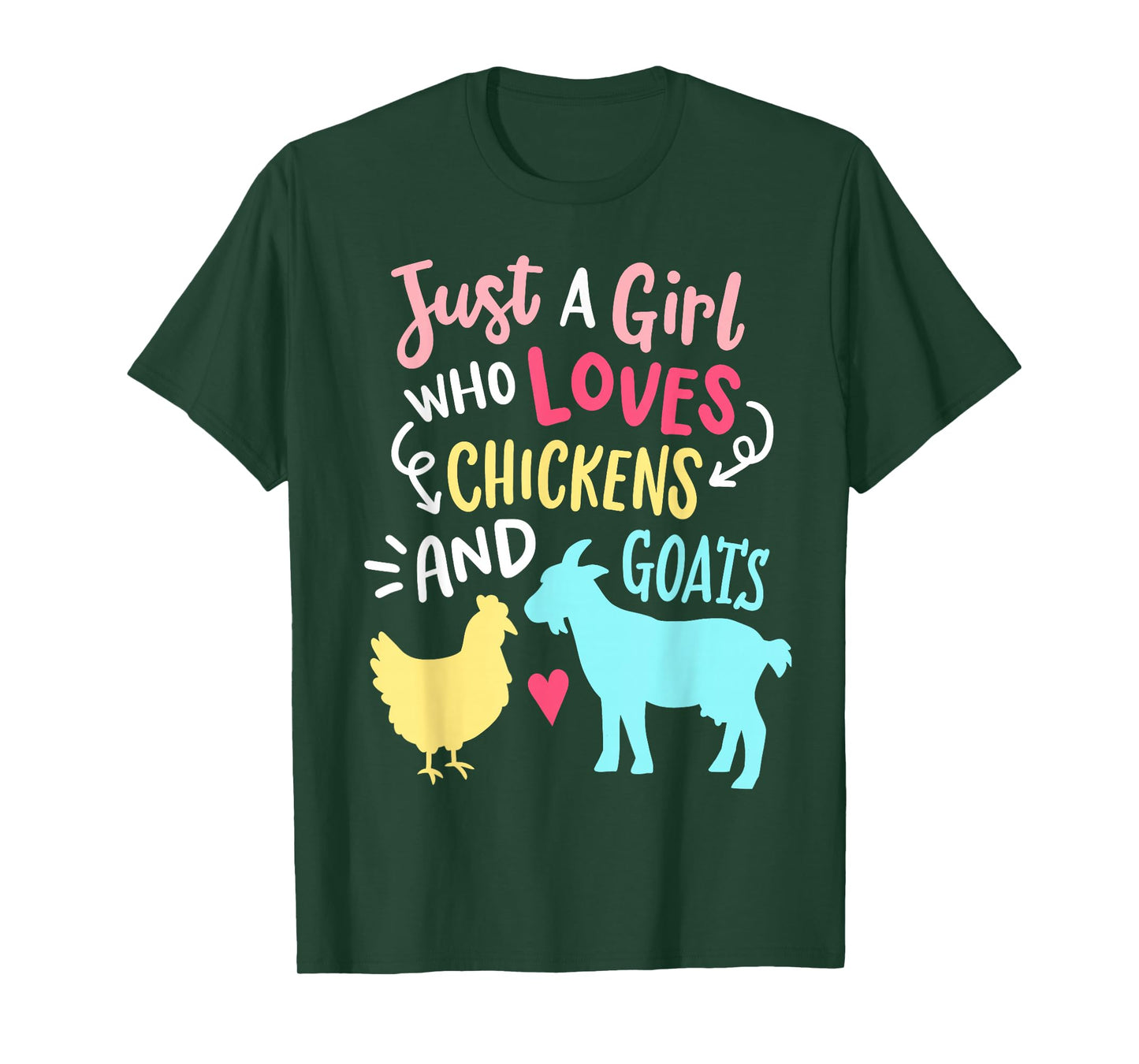 Cute Girl Who Loves Chickens Goats Lover Farmer Girls Funny T-Shirt