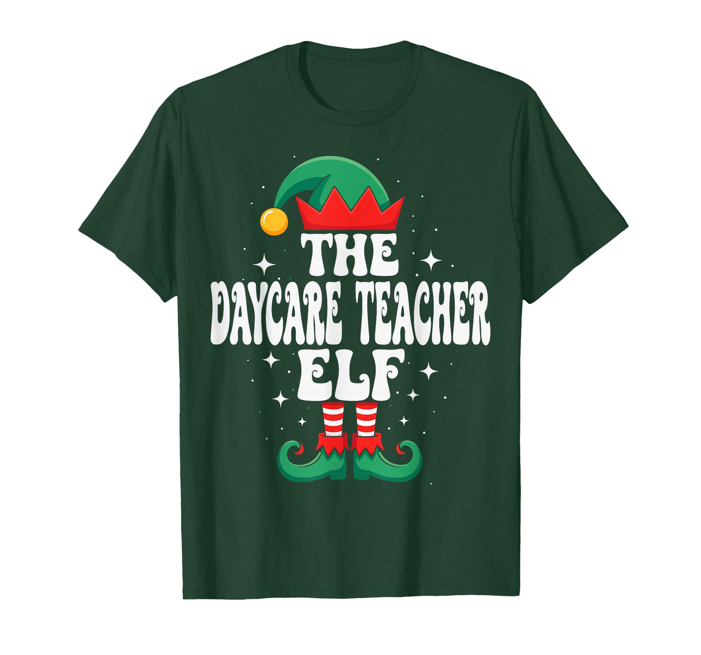 The Daycare Teacher Elf Funny Christmas Matching Family T-Shirt