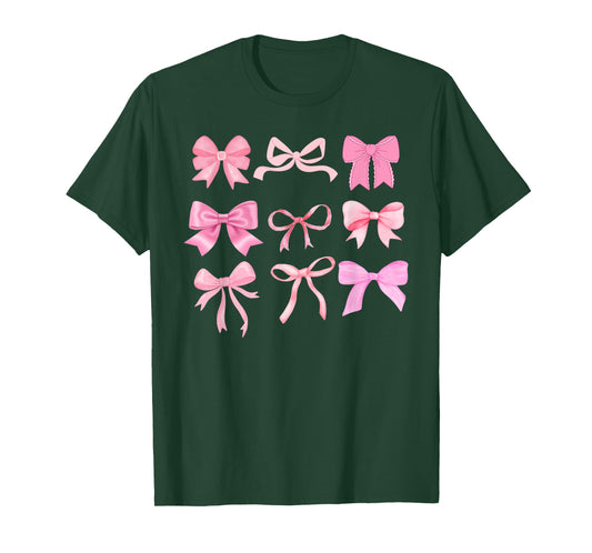 Pink Bow and Ribbon Cute Graphic for Girl Women T-Shirt