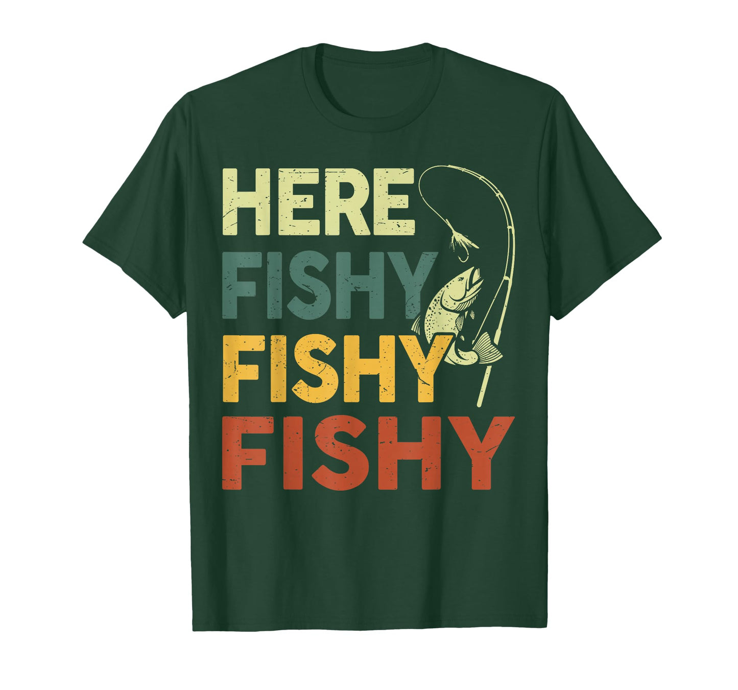Here-Fishy Fishing-Shirt Bass Fish Dad Gift Funny Fisherman T-Shirt