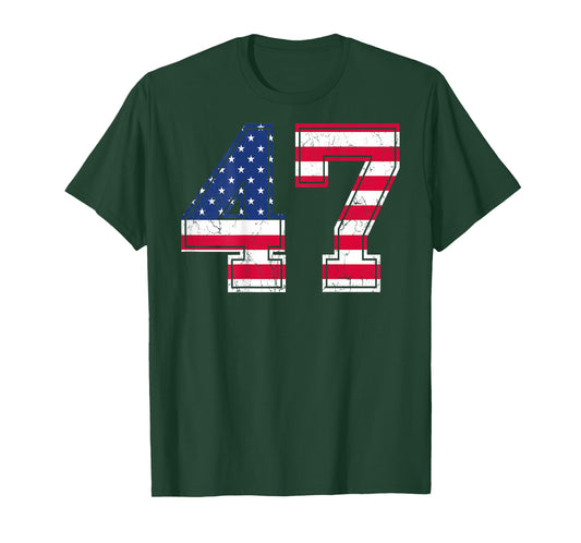 47 Birthday Shirt USA Flag Sports Team Jersey Back Number 47 Women Men T-Shirt