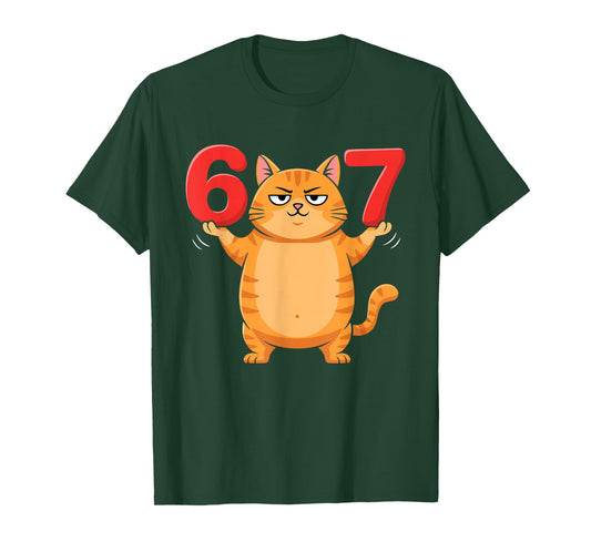 67 Funny Cat Six Seven Meme Gen Z Alpha Humor Animal Lovers T-Shirt