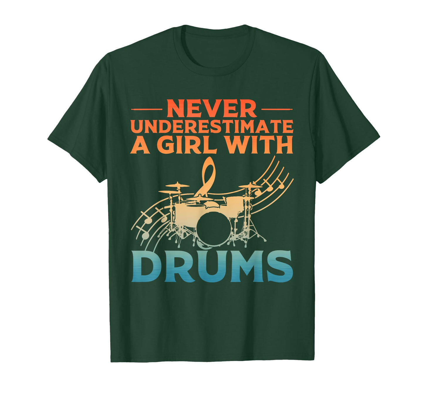 Funny Drummer Art For Women Girls Drum Set Musician Drumming T-Shirt