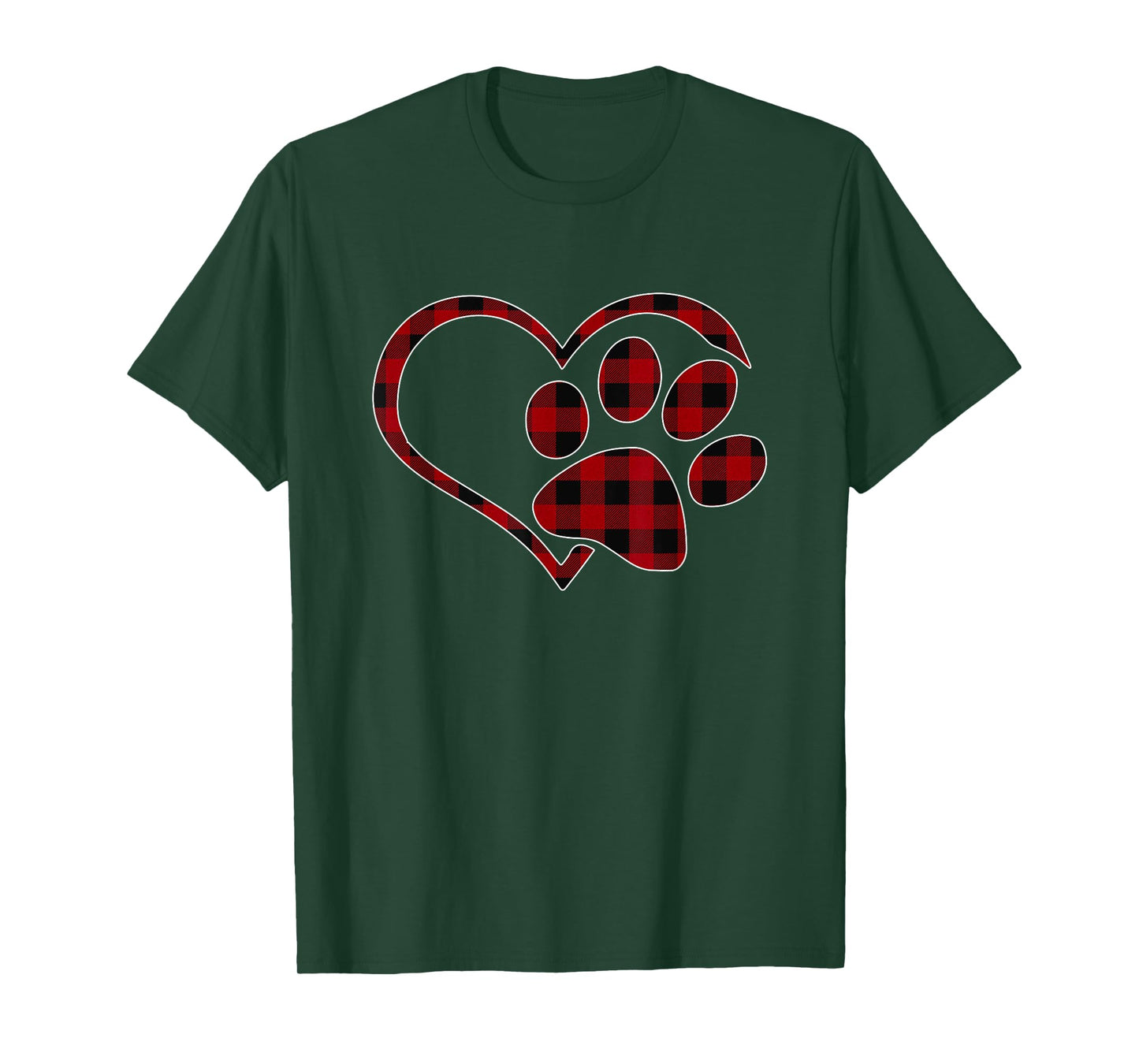 Red Black Plaid Heart Paw Matching Family Pajama Funny Gift T-Shirt