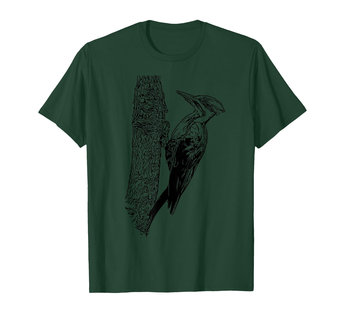Minimalist Bird Tees Pileated Woodpecker Graphic T-Shirt - Unisex Adult - Blue, Black - Small - Crew Neck - Short Sleeve