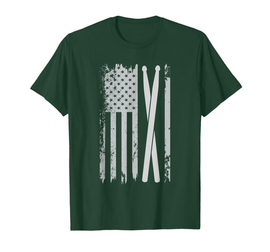 Drum sticks American Flag Drumsticks Patriotic Drummer Women Kids Men T-Shirt