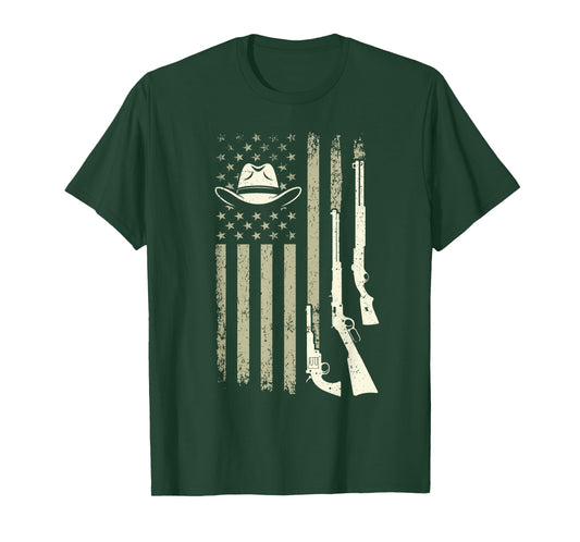 Cowboy action shooting american flag T-Shirt
