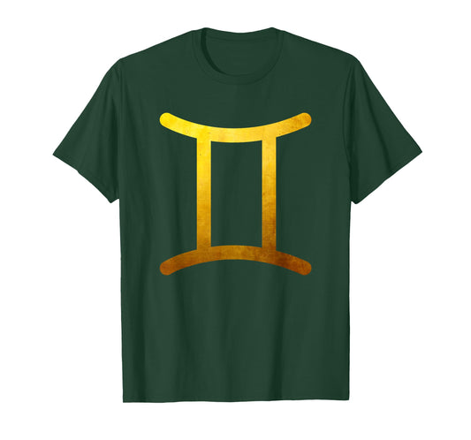Vintage Gold Gemini Zodiac Symbol Art Astrology Star Sign T-Shirt