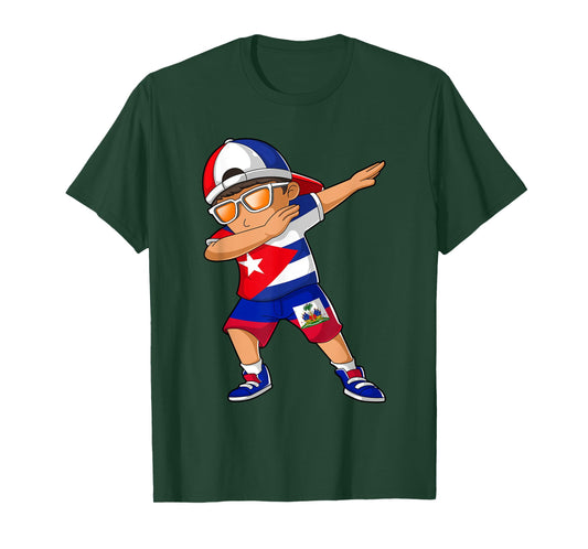 Half Cuban Half Haitian Boy Kid Cuba Haiti Flag T-Shirt