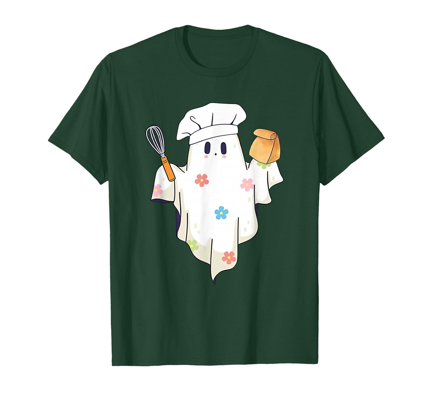 Cute Little Ghost Chef Funny Lunch Lady Cafeteria Costume T-Shirt