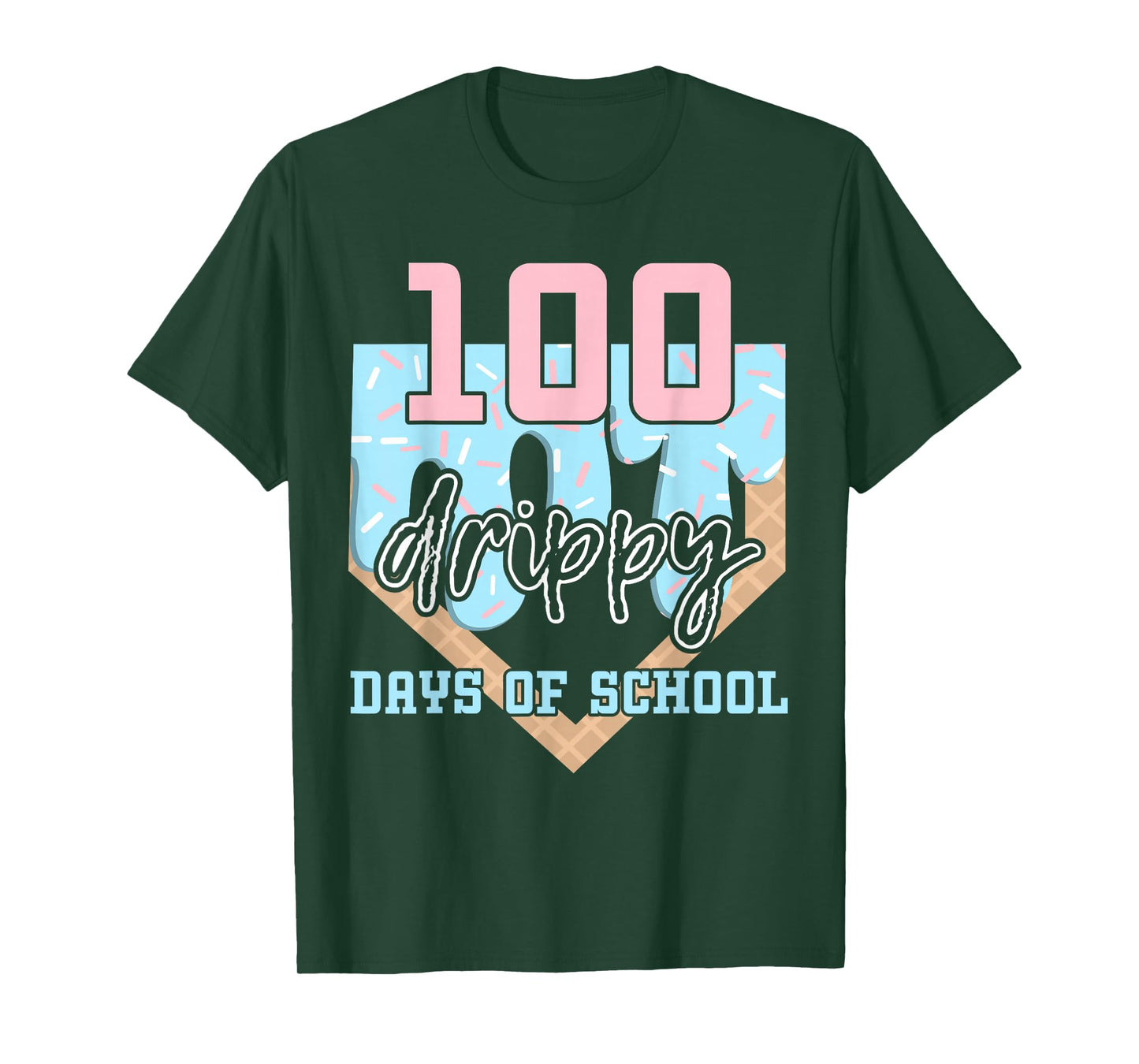 100 Drippy Days of School Baseball Ice Cream 100th Day Boys T-Shirt