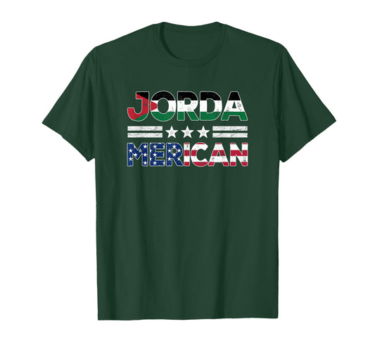 JordaMerican Half Jordanian American Flag US Dual Citizen T-Shirt for Women Men