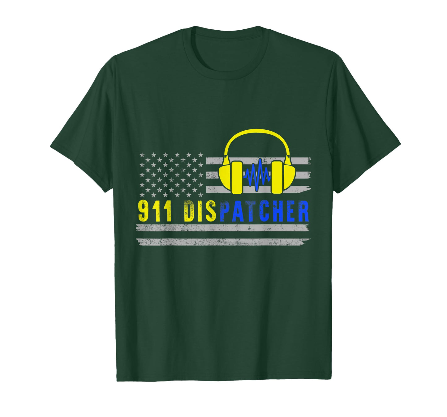 911 Dispatcher USA Yellow Thin Gold Line Flag Christmas Gift T-Shirt