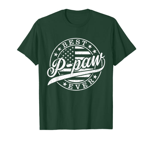 Best P-paw Ever American US Flag Funny Father's Day T-Shirt