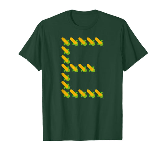 Corn E - Ears of Corn In A Letter E Shape - Funny Corny Pun T-Shirt