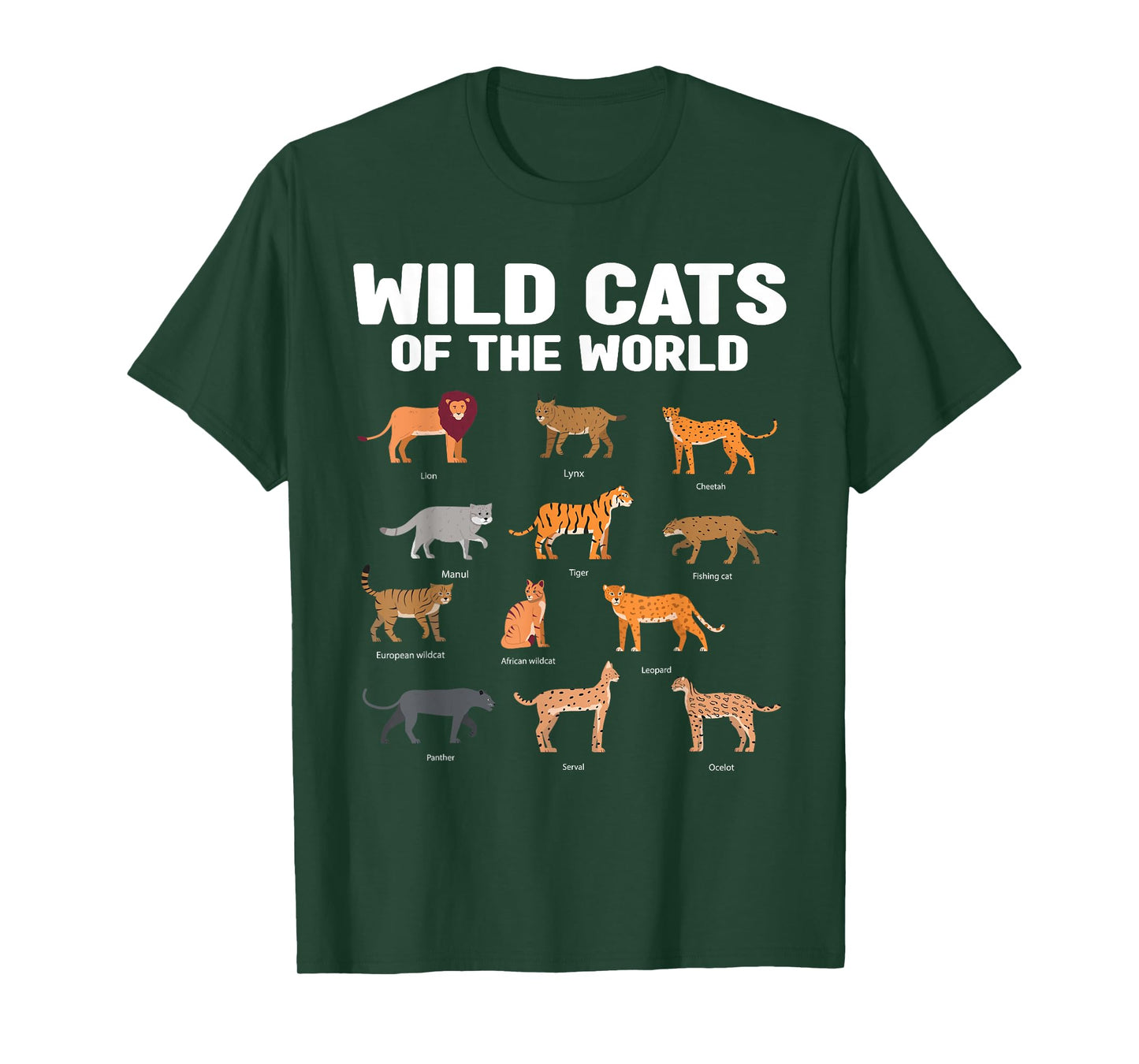 wild cats of the world lion tiger T-Shirt