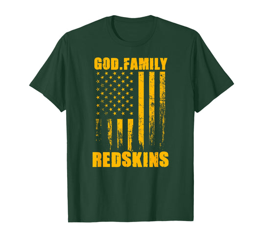 Indian Creek Redskins God. Family. Vintage USA Flag T-Shirt