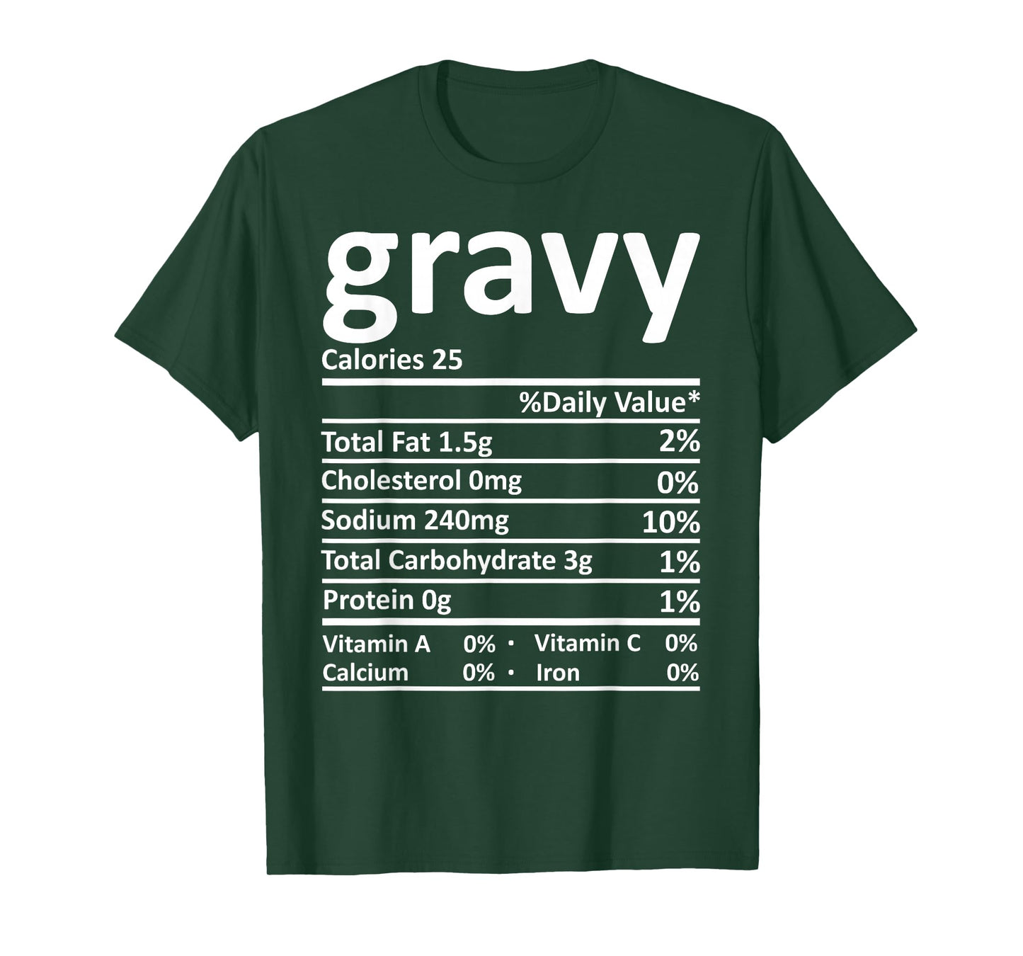 Gravy Nutrition Thanksgiving Costume Food Facts Christmas T-Shirt