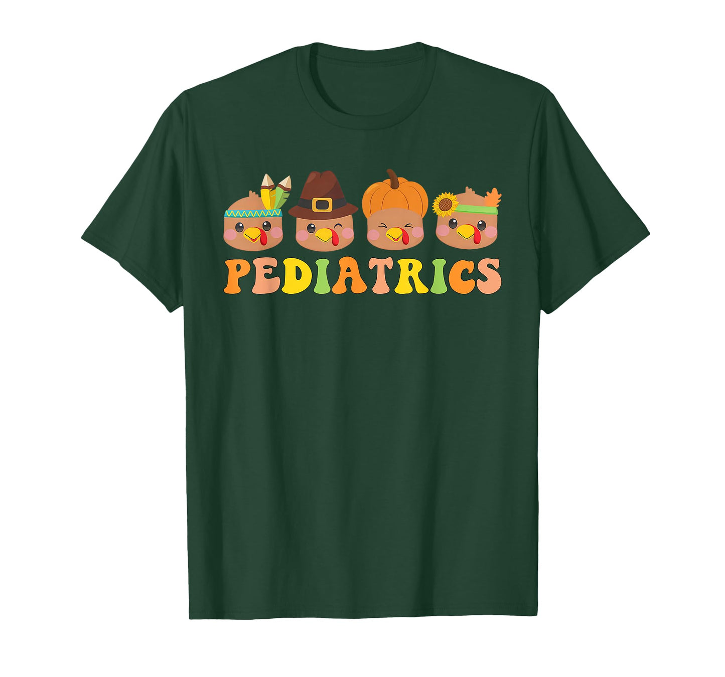 Cute Turkeys Pediatrics Pumpkin Thanksgiving Fall PEDS Nurse T-Shirt