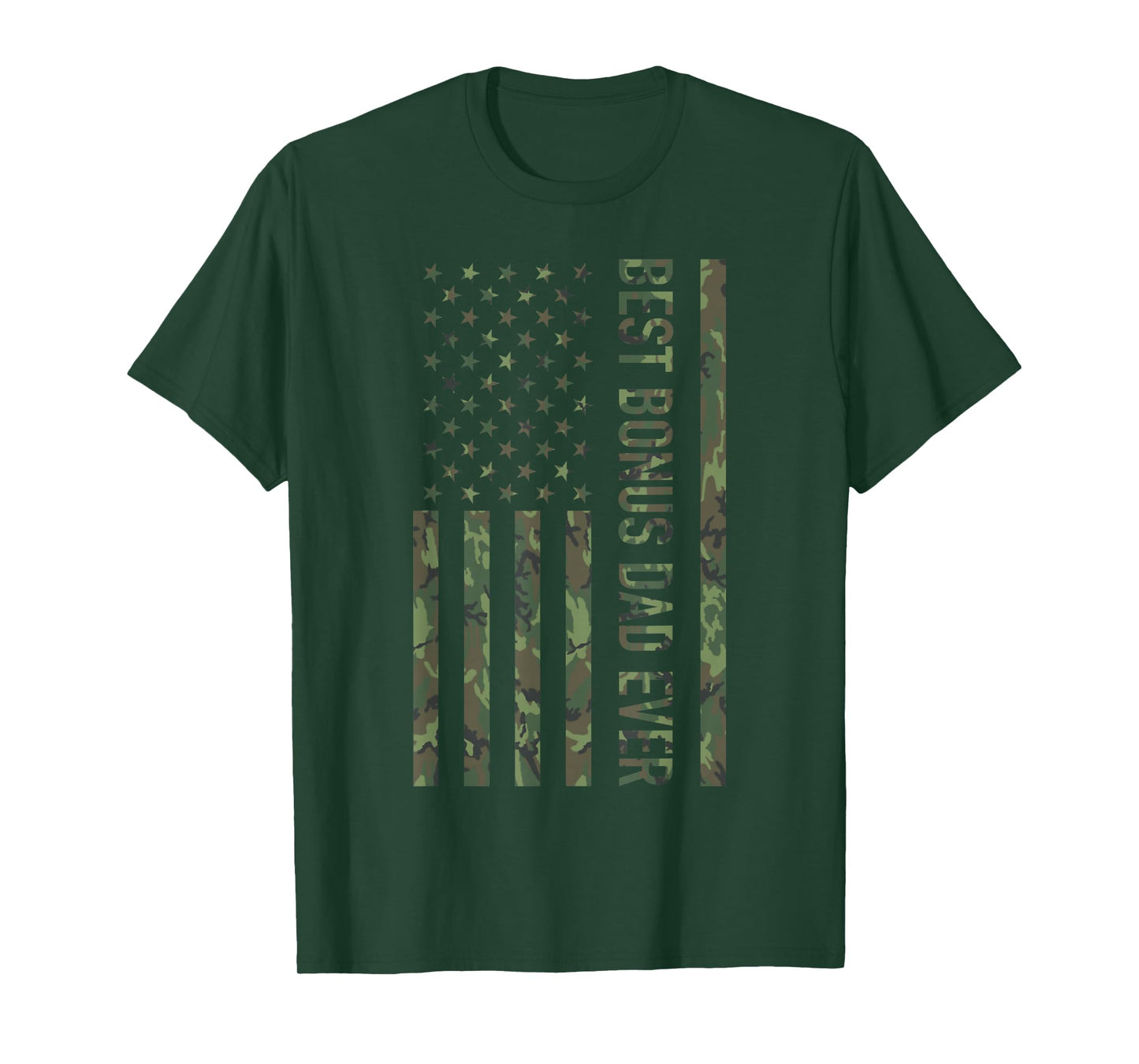 Best Bonus dad Ever US American Military Camouflage Flag T-Shirt