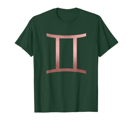 Rose Gold Gemini Twins Symbol Zodiac Star Sign T-Shirt T-Shirt