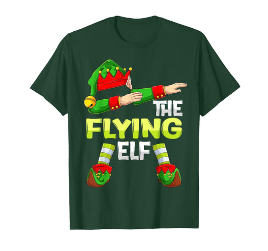 Dabbing Elf Christmas Pilote Pilotes Airplane The Flying Elf T-Shirt