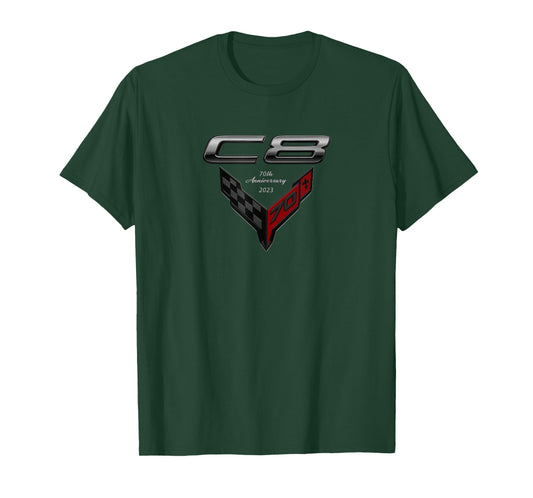 Classic C8 CAR Emblem 2023 70th Anniversary Sports CAR Badge T-Shirt
