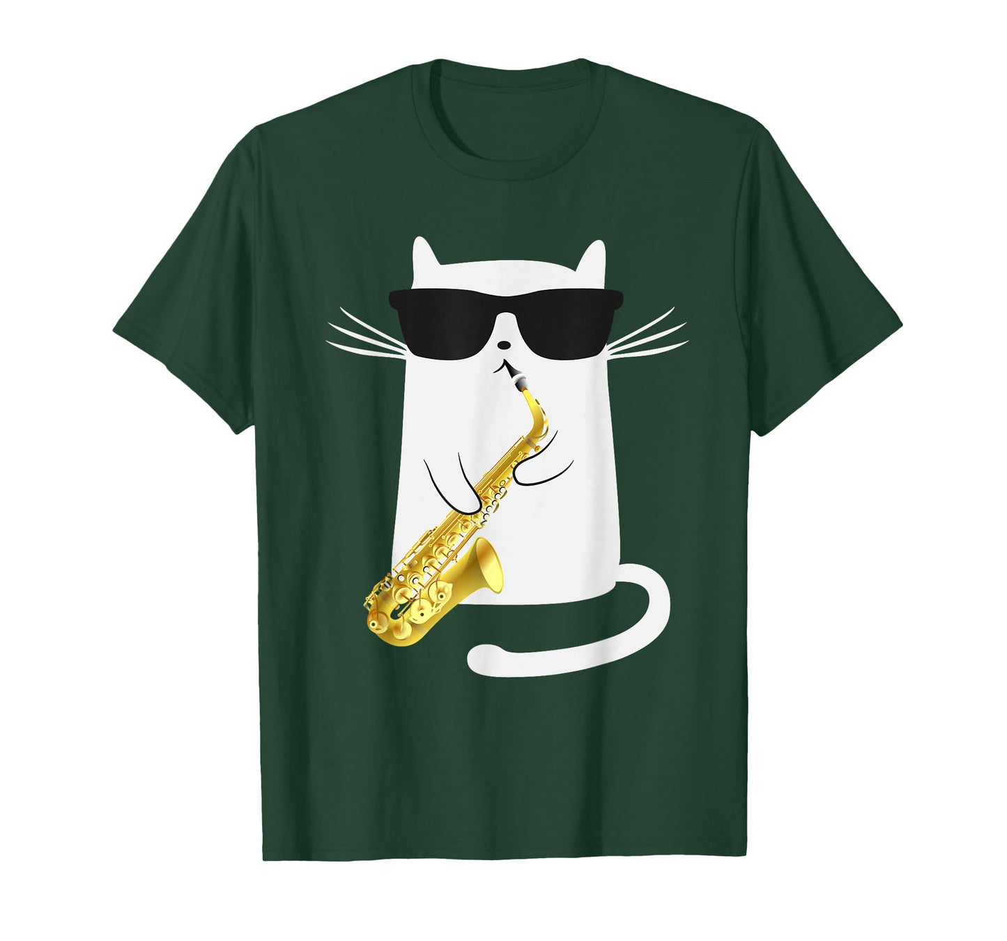 Funny Cat Wearing Sunglasses Playing Saxophone Gift T-Shirt