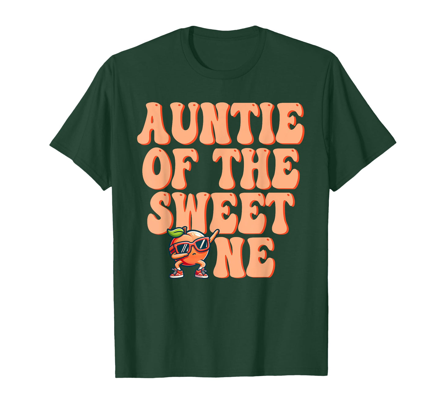 Auntie of The Sweet One Peach 1st Birthday on Peach T-Shirt