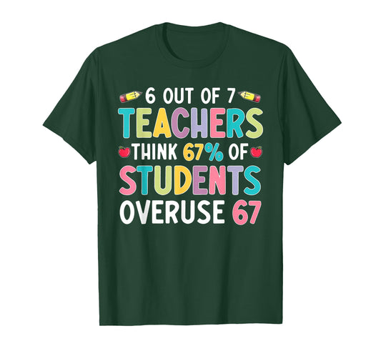 6 Out of 7 Teachers Think 67% of Students Overuse 67 Meme T-Shirt