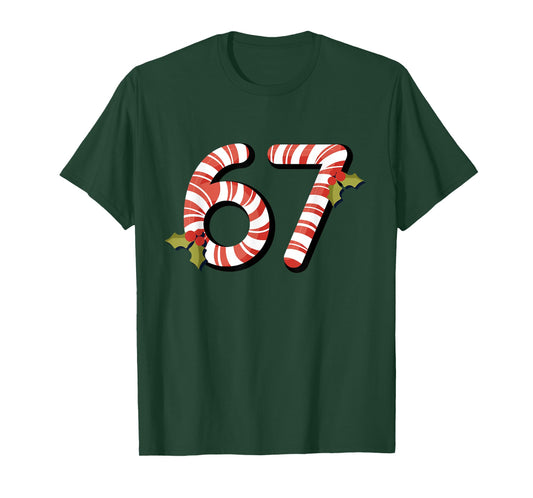 67 Mas Meme Candy Cane Six Seven Kids Men Women Christmas T-Shirt
