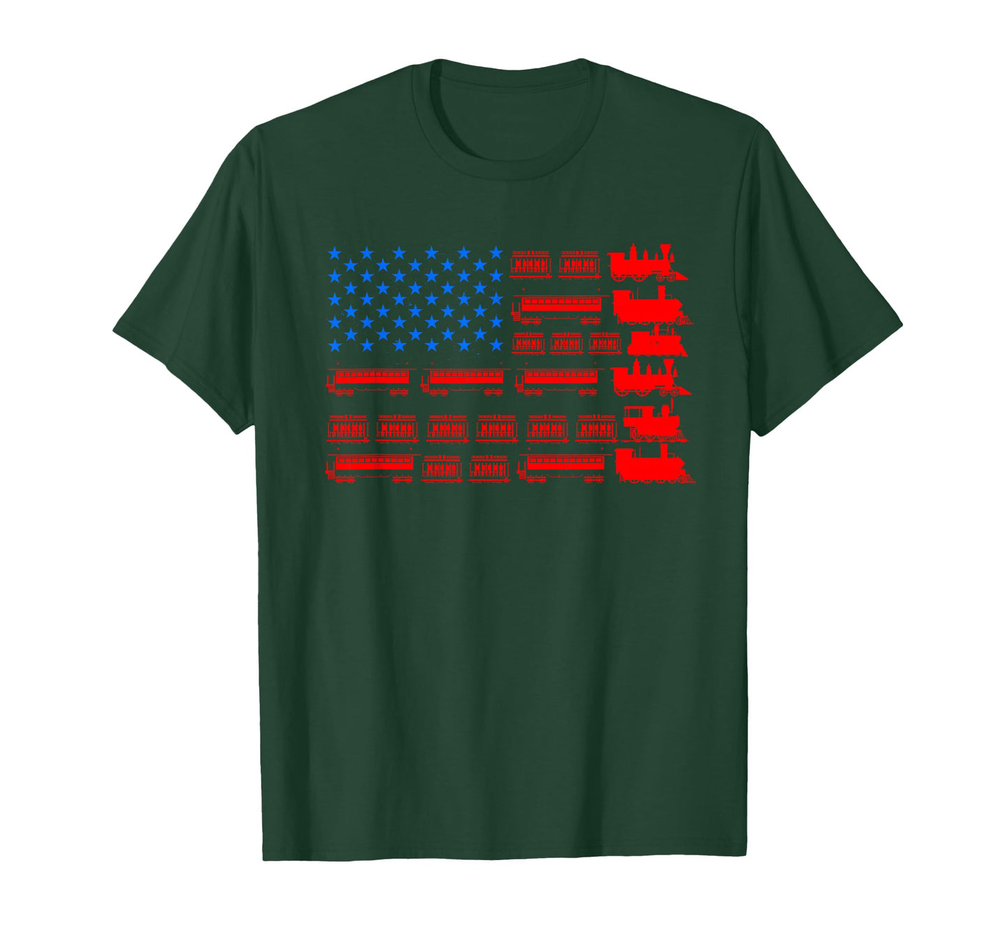 Great Train Lover Design Model Trains United States Flag T-Shirt
