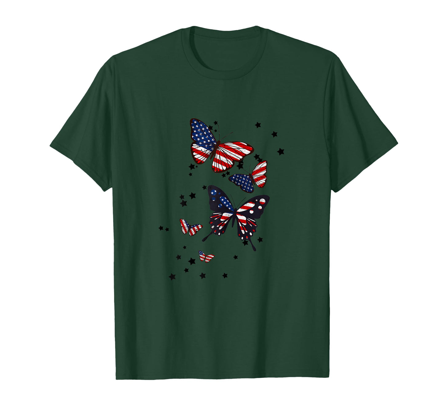 Patriotic Shirt Red White Blue Butterflies for Women Kids T-Shirt