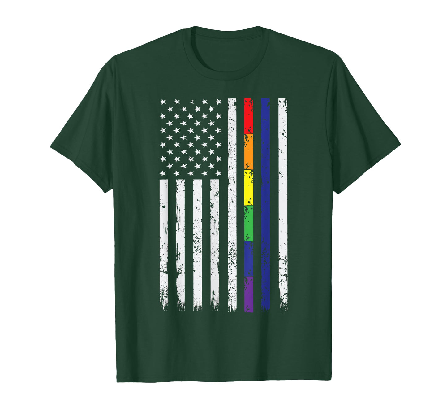 Police Support LGBT Gay Pride Thin Blue Line Rainbow Flag T-Shirt