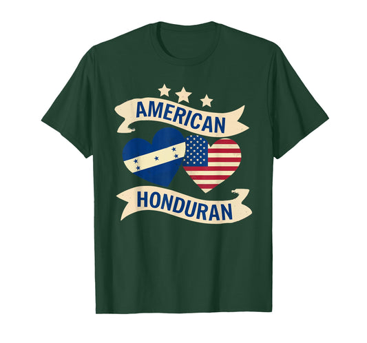 Half American Half Honduran USA Flag Honduras America T-Shirt
