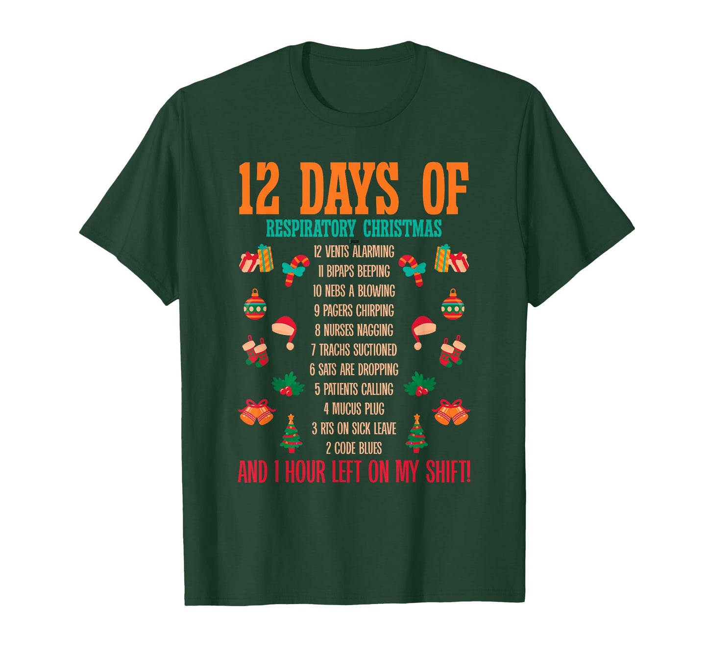 12 Days Of Respiratory Therapist Christmas RT Therapy Xmas T-Shirt