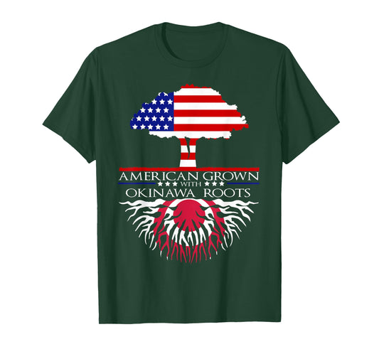 Okinawa Roots Japanese American Flag T-Shirt