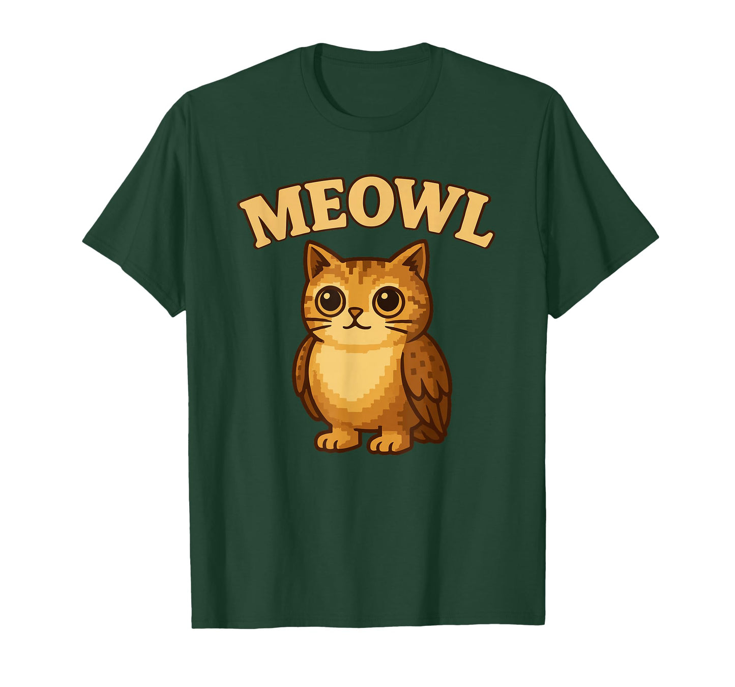 Meowl - Funny Meow Cat Owl Brainrot Meme Teen Kids Gaming T-Shirt