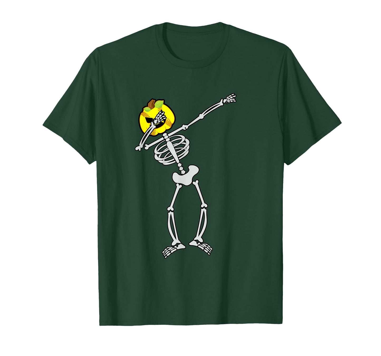 Softball Halloween Skeleton Dabbing Pumpkin T-Shirt