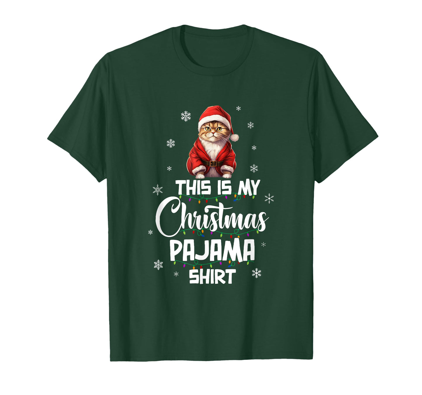 This Is My Christmas Pajama Shirt Cat Lover Funny Christmas T-Shirt
