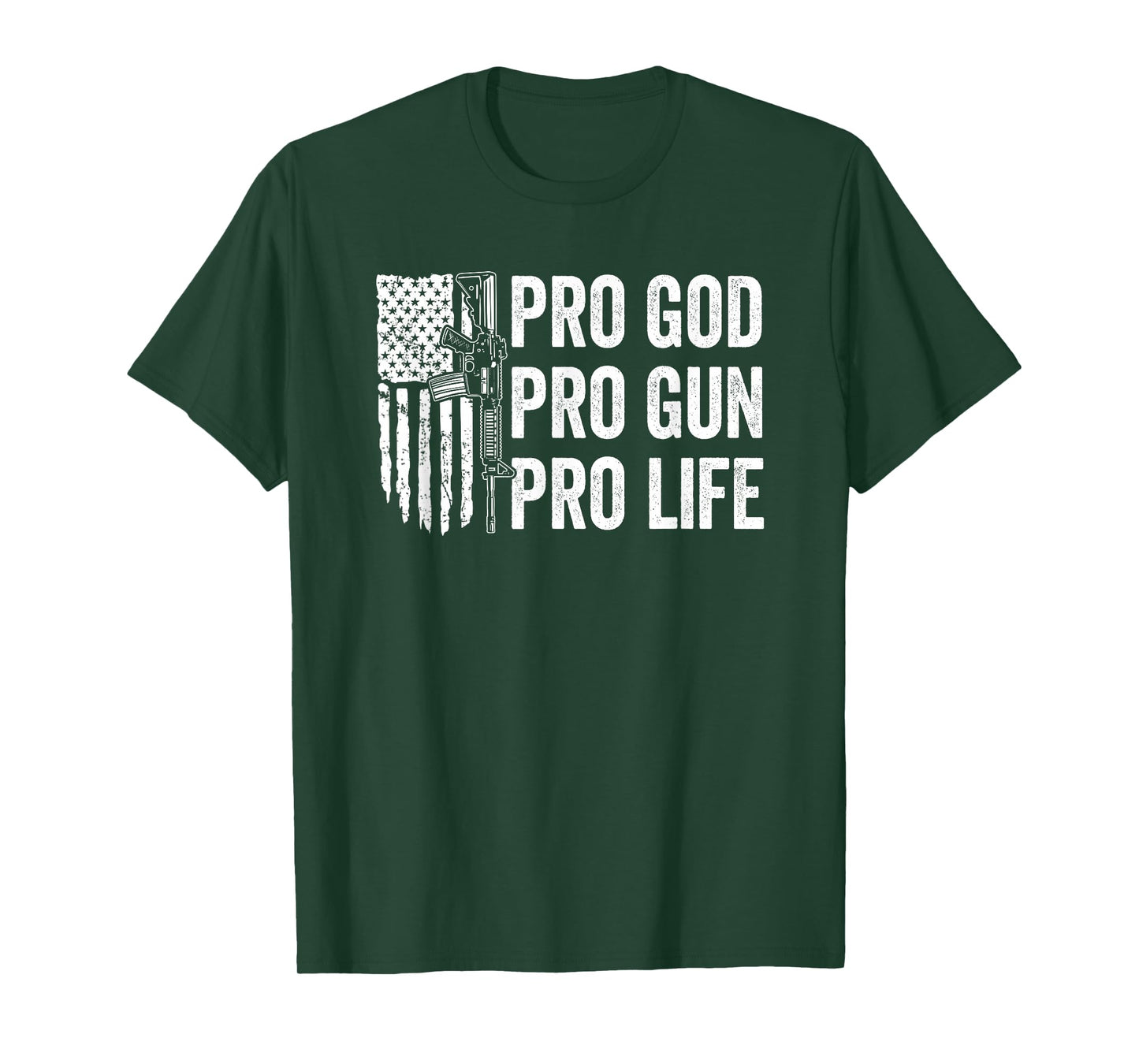 Pro God Pro Gun Pro Life - USA Christian Guns Owner Flag T-Shirt
