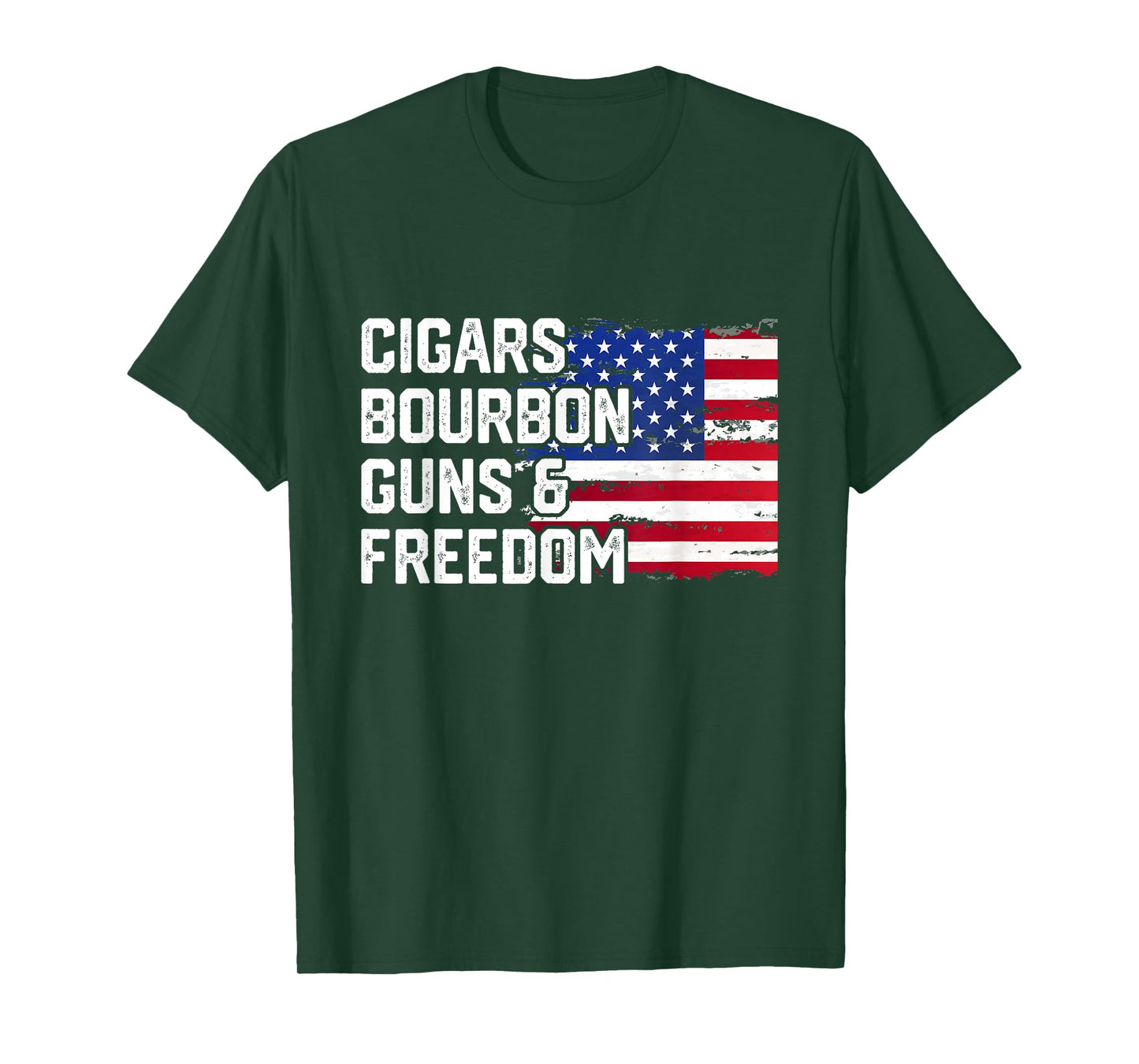 Cigars Bourbon Guns and Freedom Lover American Usa Flag T-Shirt
