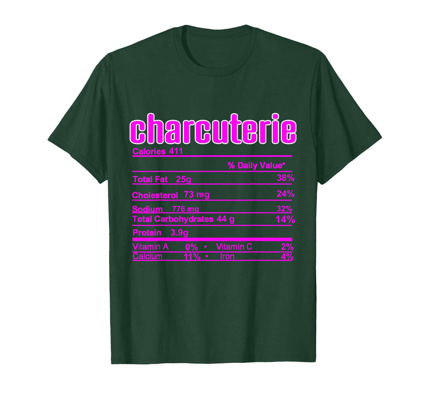 Thanksgiving Christmas Charcuterie Nutrition Fact T-Shirt