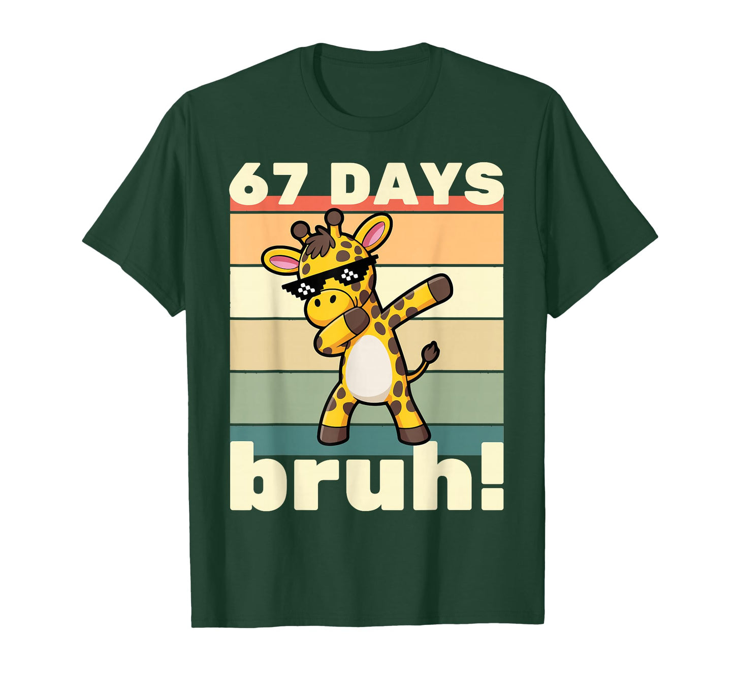 67 Days of School Bruh Funny Meme Boys Kids Dabbing Giraffe T-Shirt